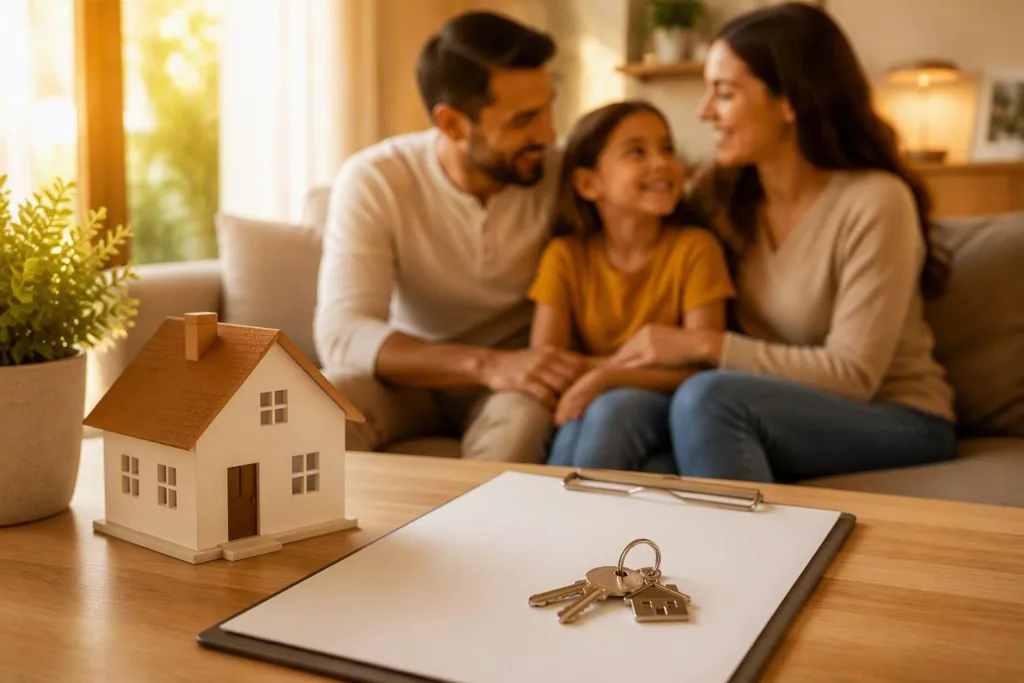 Familía conquistando o sonho do primeiro imóvel
